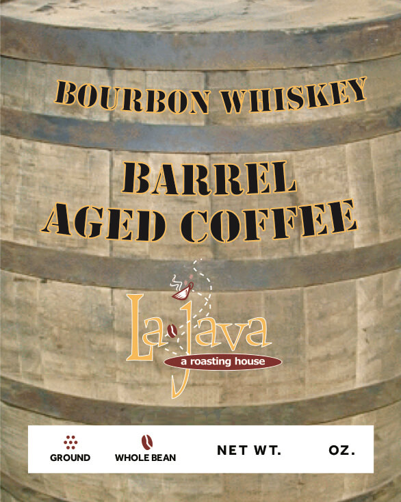 Barrel of bourbon whiskey and barrel aged coffee